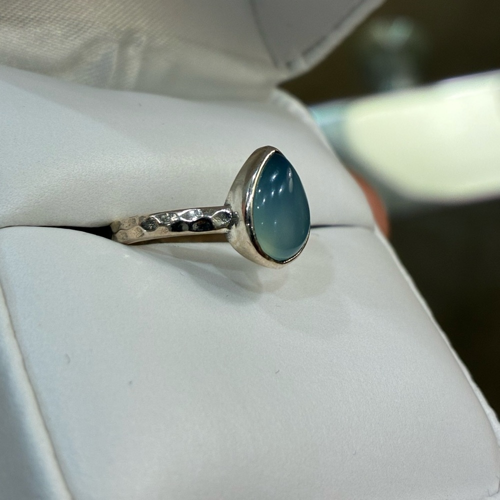 Aqua Chalcedony Sterling Silver Ring: Handmade Boho Statement Jewelry